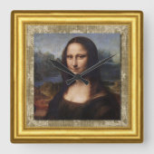 Mona Lisa、レオナルド・ダ・ヴィンチ、Framed Canvas スクエア壁時計 (正面)