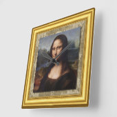 Mona Lisa、レオナルド・ダ・ヴィンチ、Framed Canvas スクエア壁時計 (傾斜)