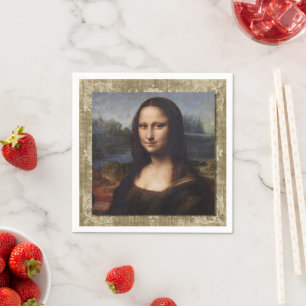 Mona Lisa、レオナルド・ダ・ヴィンチ、Framed Canvas スタンダードカクテルナプキン