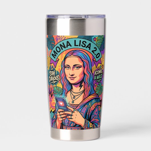 Mona Lisa 2.0 Pop Art – Modern Viral Icon with Sma 保温保冷タンブラー (正面)