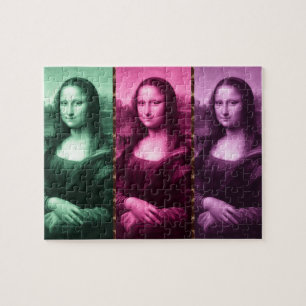 Mona Lisa Animal Print Green Pink Purple ジグソーパズル