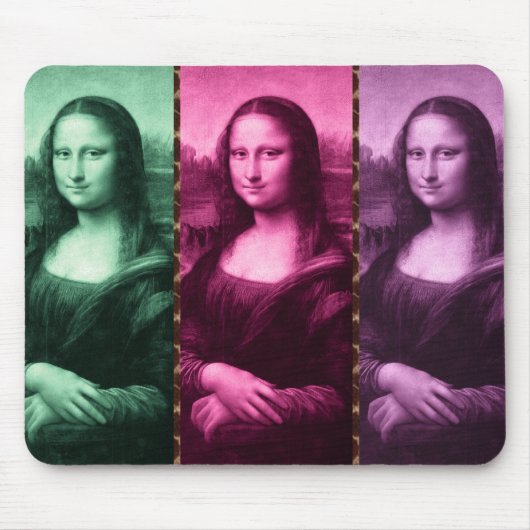 Mona Lisa Animal Print Green Pink Purple マウスパッド (正面)