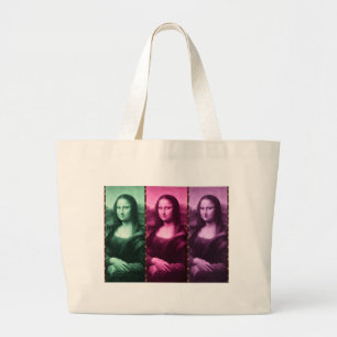 Mona Lisa Animal Print Green Pink Purple ラージトートバッグ