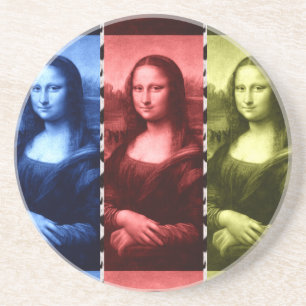 Mona Lisa Animal Print Primary Colors コースター