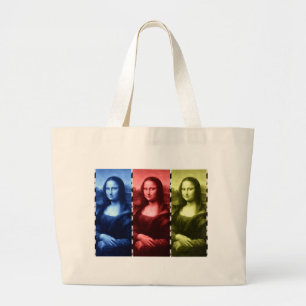 Mona Lisa Animal Print Primary Colors ラージトートバッグ