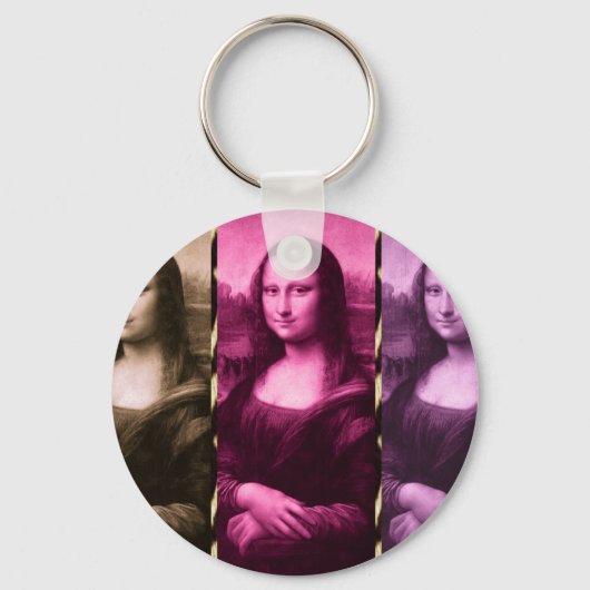 Mona Lisa Animal Print Purple Pink Chocolate キーホルダー (正面)