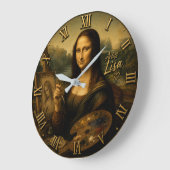 Mona Lisa Artist Funny Fine Art Painter ラージ壁時計 (傾斜)