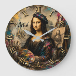 Mona Lisa Artist Funny Painter Studio ラージ壁時計