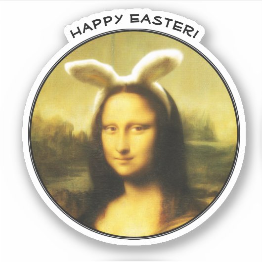 Mona Lisa Bunny Ears Easter シール (正面)