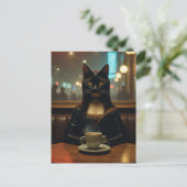 Mona Lisa Cat in a Coffee shop ポストカード (スタンド正面)