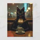 Mona Lisa Cat in a Coffee shop ポストカード (正面)