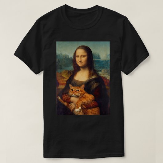 Mona Lisa + Cat T-Shirt T-Shirt Tシャツ (デザイン正面)
