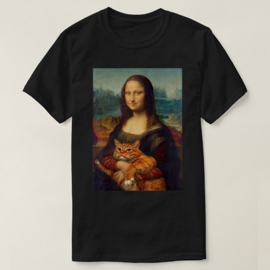 Mona Lisa + Cat T-Shirt T-Shirt Tシャツ (デザイン正面)