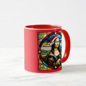 Mona Lisa Christmas Stained Glass マグカップ (正面右)