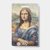 Mona Lisa collage art made with cat faces バッジ (正面)
