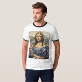 Mona Lisa collage art made with cat faces Tシャツ (正面フル)