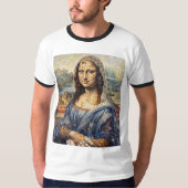 Mona Lisa collage art made with cat faces Tシャツ (正面)