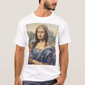 Mona Lisa collage art made with cat faces Tシャツ (正面)