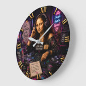 Mona Lisa DJ Funny Music Studio ラージ壁時計 (傾斜)