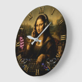 Mona Lisa DJ Luxury Music Mixing ラージ壁時計 (傾斜)