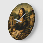 Mona Lisa Fashion Designer Funny Haute Couture ラージ壁時計 (傾斜)