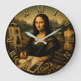 Mona Lisa Fashion Designer Funny Haute Couture ラージ壁時計