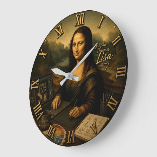 Mona Lisa Graphic Designer Digital Creative Studio ラージ壁時計 (傾斜)