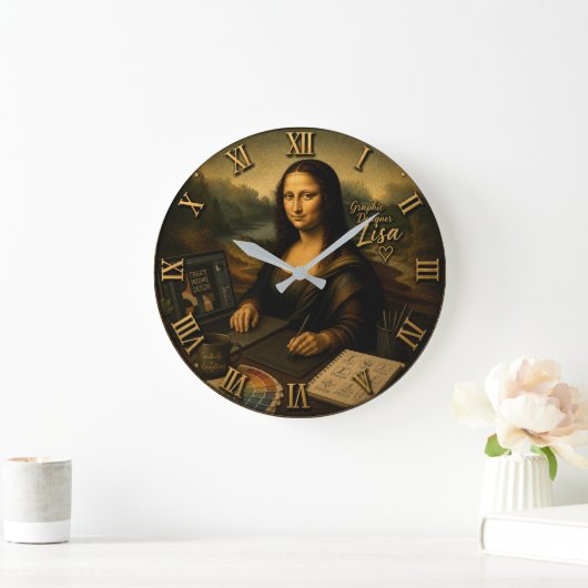 Mona Lisa Graphic Designer Digital Creative Studio ラージ壁時計 (ホーム)
