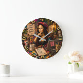 Mona Lisa Graphic Designer Funny Creative Studio ラージ壁時計 (ホーム)