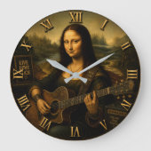 Mona Lisa Guitarist Funny Acoustic Guitar ラージ壁時計 (正面)