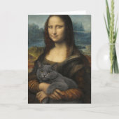 Mona Lisa Holding Elegant Gray Cat                 カード (正面)
