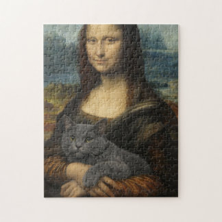 Mona Lisa Holding Elegant Gray Cat                 ジグソーパズル