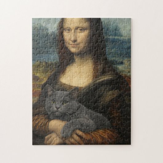 Mona Lisa Holding Elegant Gray Cat                 ジグソーパズル (縦)