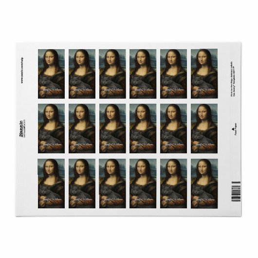 Mona Lisa Holding Elegant Gray Cat                 ラベル (フルシート)