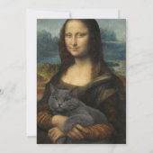 Mona Lisa Holding Elegant Gray Cat 招待状 (裏面)