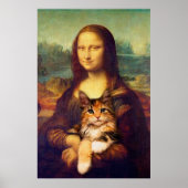 Mona Lisa holding her cat pet Leonardo da Vinci ポスター (正面)