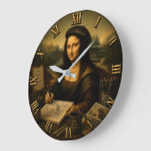 Mona Lisa Illustrator Funny Artist Studio ラージ壁時計 (傾斜)