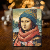 Mona Lisa  in beanie  - Happy 2026 カード