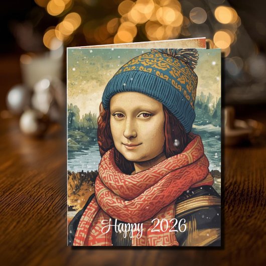 Mona Lisa  in beanie  - Happy 2026 カード