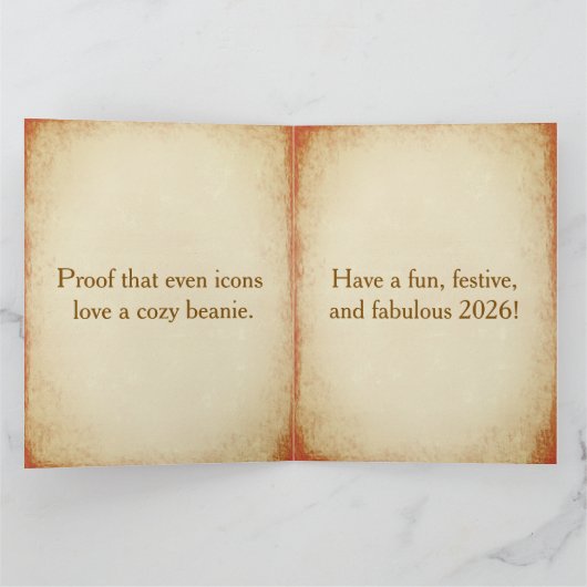 Mona Lisa  in beanie  - Happy 2026 カード (内部)