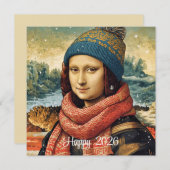 Mona Lisa  in beanie  - Happy 2026 シーズンカード (正面/裏面)