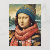 Mona Lisa  in beanie  - Happy 2026 シーズンポストカード (正面)