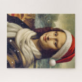 Mona Lisa  in Santa  hat - festive vibes ジグソーパズル (横)