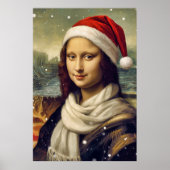 Mona Lisa in Santa hat - festive vibes ポスター (正面)