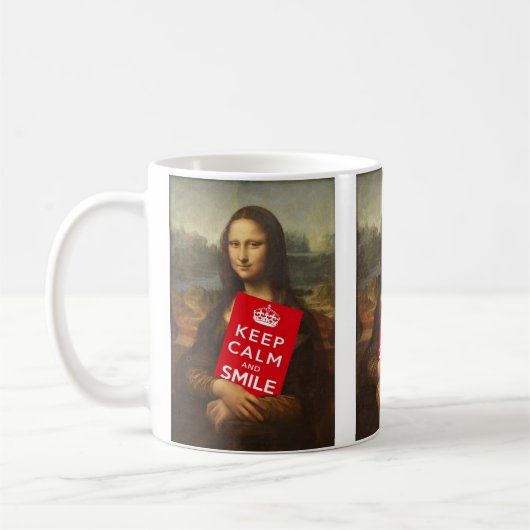 Mona Lisa Keep Calm And Smile コーヒーマグカップ (左)