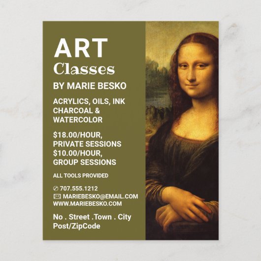 Mona Lisa, Leonardo Da Vinci, Art Classes チラシ (正面)