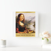 Mona Lisa liebt Pralinen スクエア壁時計 (ホーム)