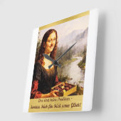 Mona Lisa liebt Pralinen スクエア壁時計 (傾斜)