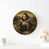 Mona Lisa Musician Funny Violin Player ラージ壁時計 (ホーム)