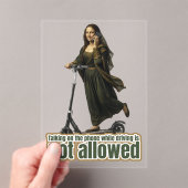 Mona Lisa on the phone  riding a kick scooter アクリル招待状 (インサイチュ (ポータブル))